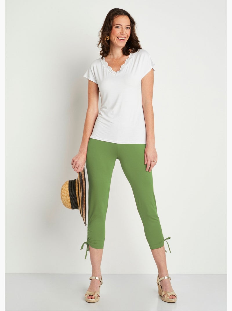 Legging court ceinture élastiqué Vert - Kiabi