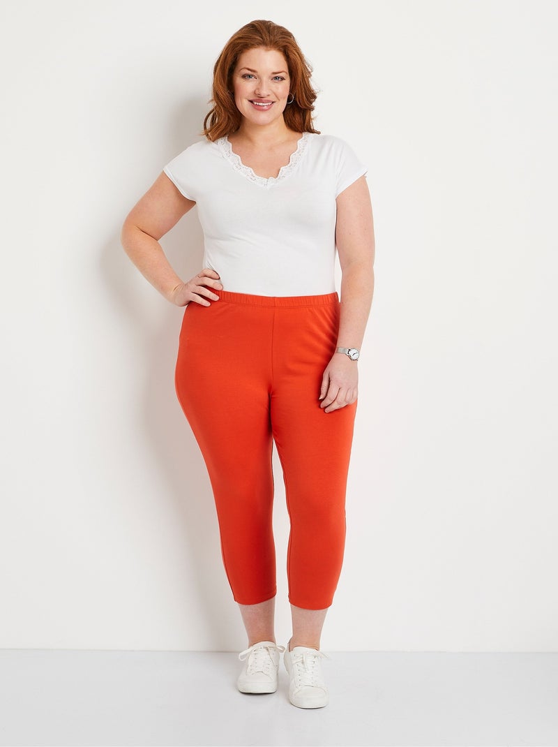 Legging court coton taille élastiquée - Afibel Orange - Kiabi