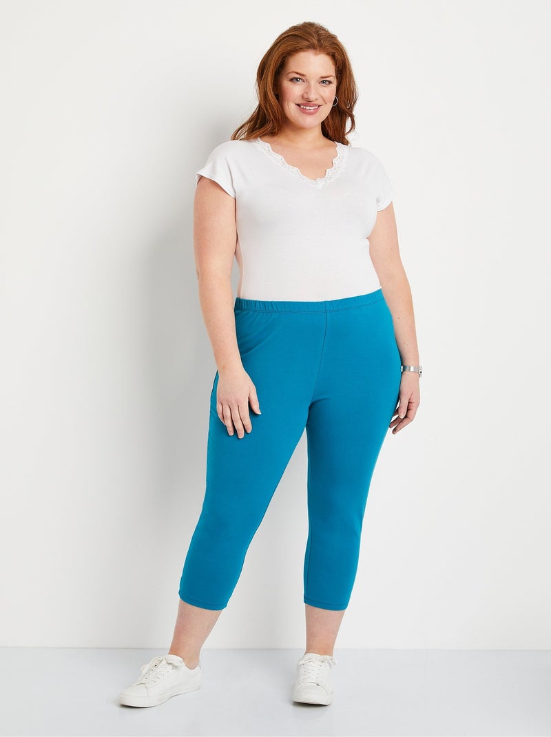 Legging court coton taille élastiquée - Afibel Vert - Kiabi