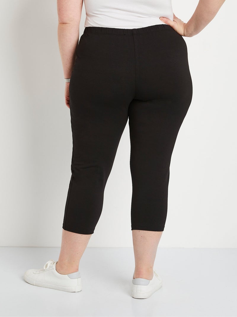 Legging court coton taille élastiquée Noir - Kiabi