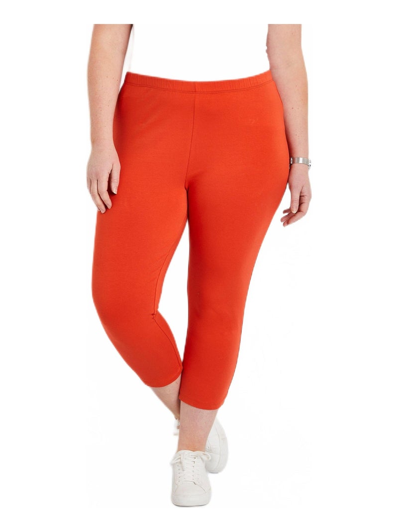 Legging court coton taille élastiquée Orange - Kiabi