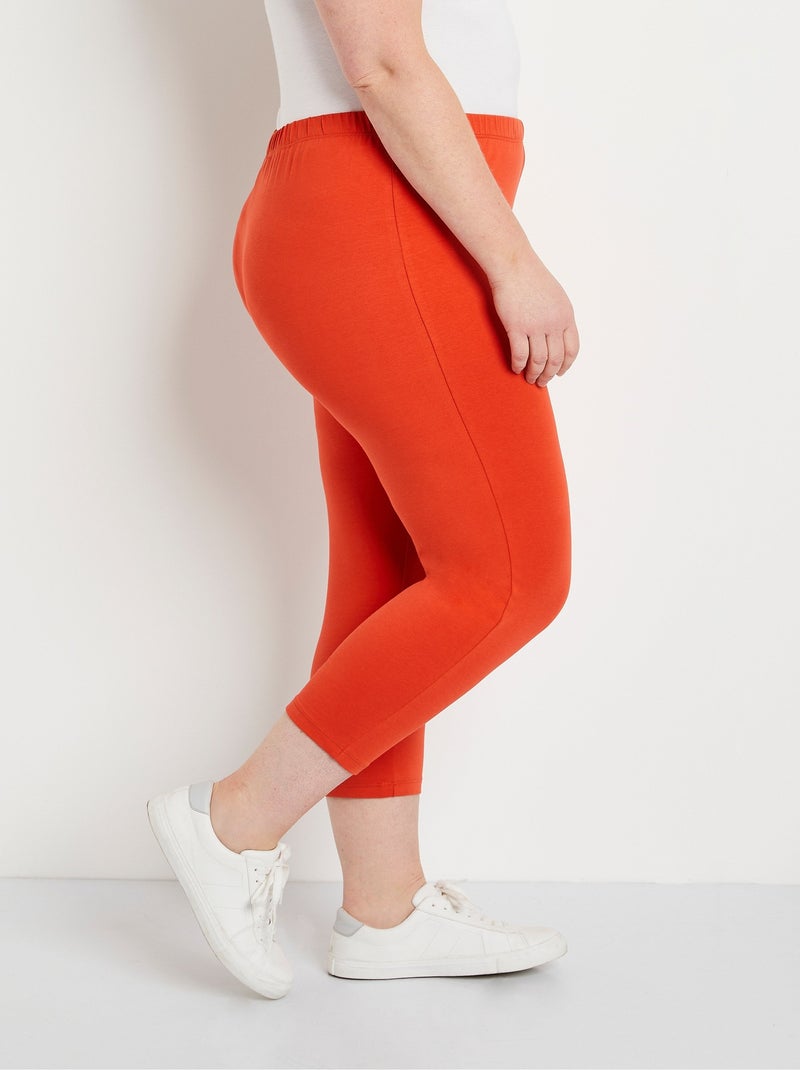 Legging court coton taille élastiquée Orange - Kiabi