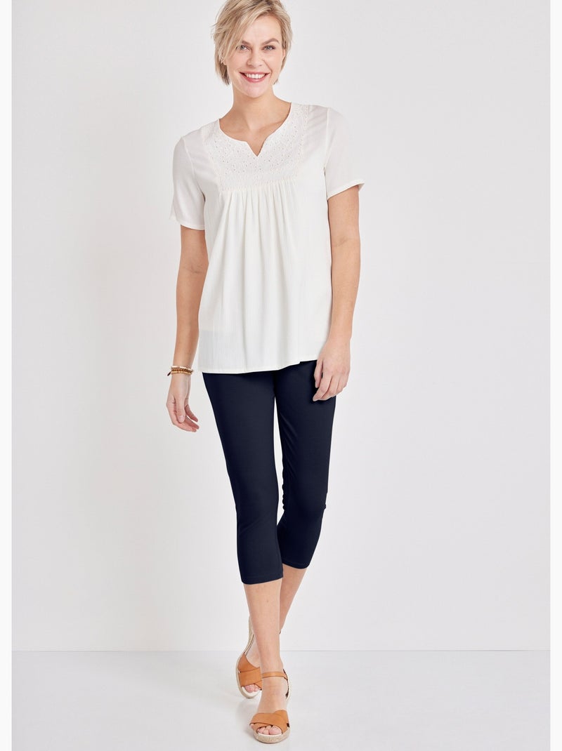 Legging court coton uni ou imprimé - Afibel Bleu marine - Kiabi