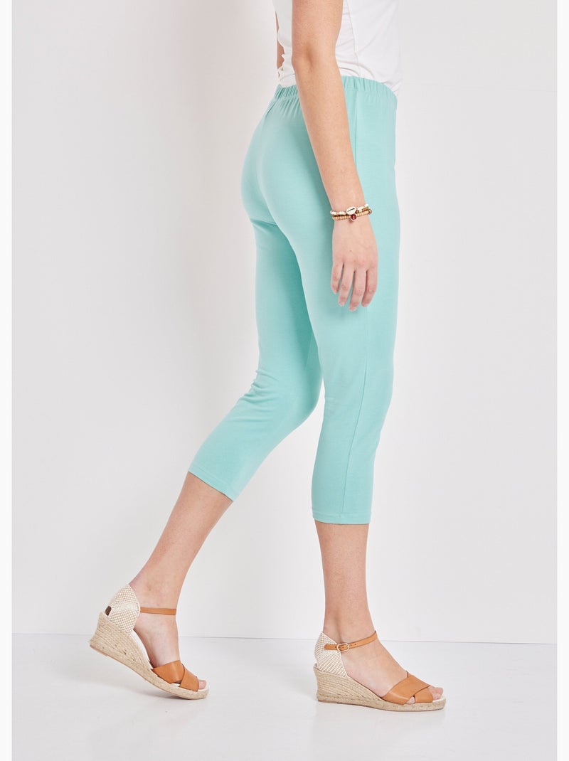 Legging court coton uni ou imprimé - Afibel Vert d'eau - Kiabi