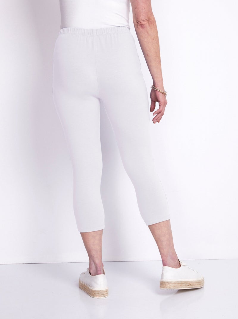 Legging court coton uni ou imprimé Blanc - Kiabi