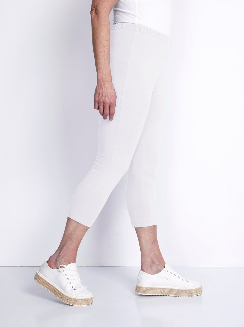 Legging court coton uni ou imprimé Blanc - Kiabi