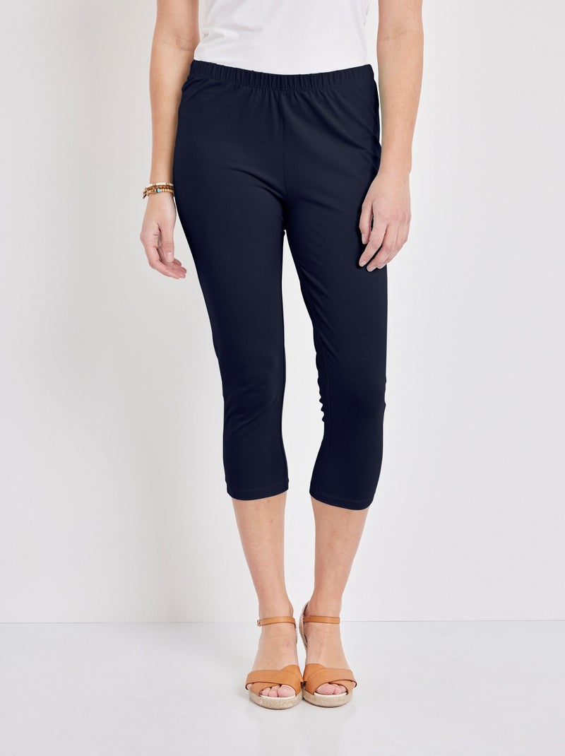 Legging court coton uni ou imprimé Bleu marine - Kiabi
