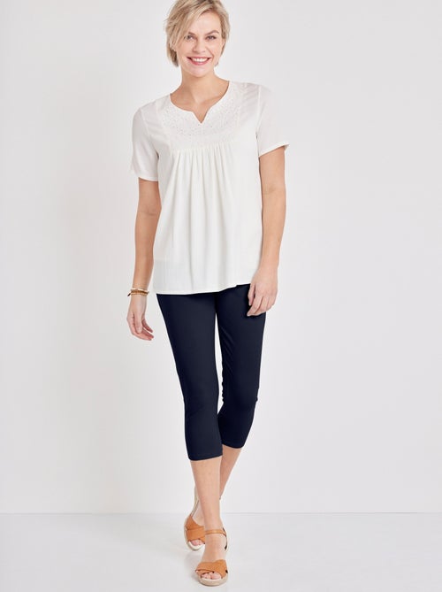 Legging court coton uni ou imprimé - Kiabi