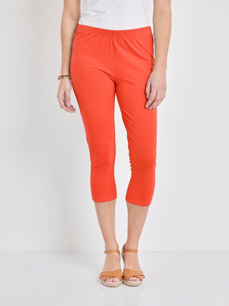 Legging court coton uni ou imprimé Orange corail - Kiabi