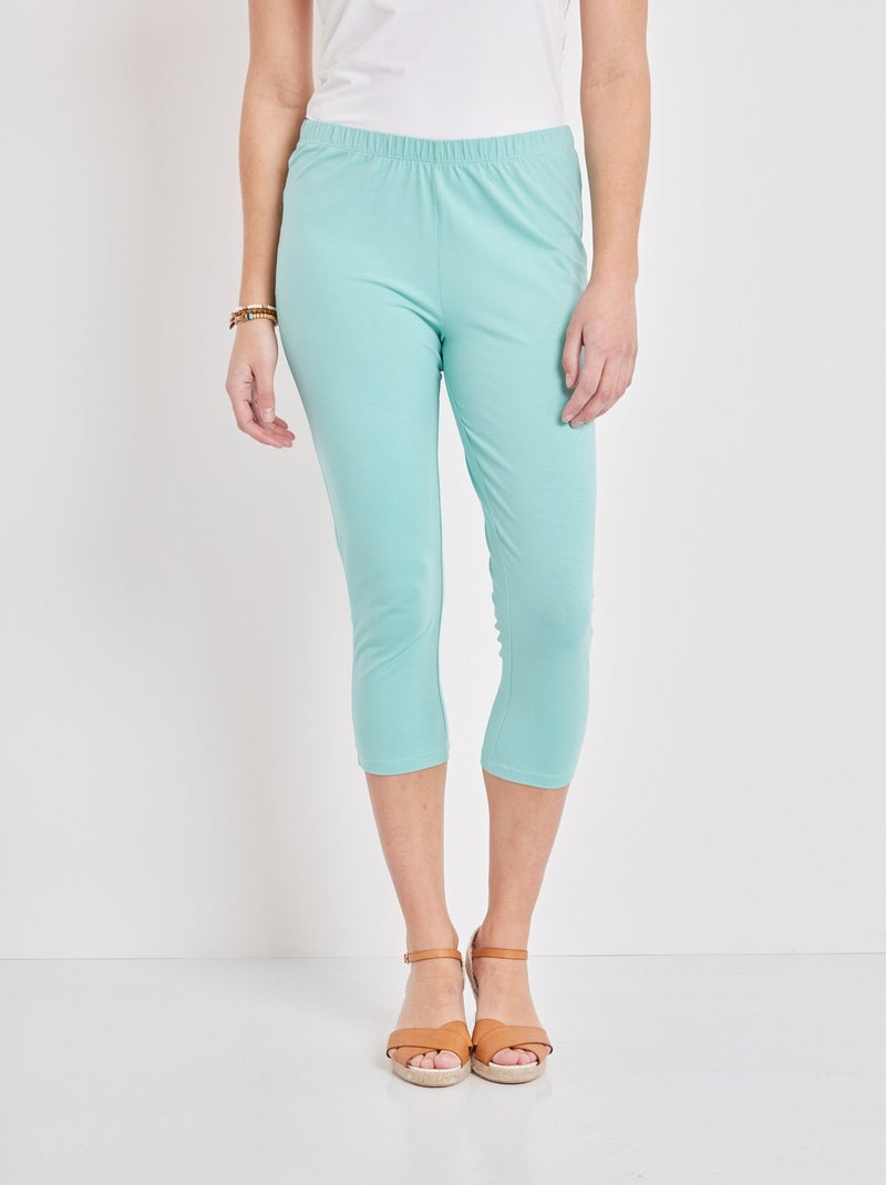 Legging court coton uni ou imprimé Vert - Kiabi