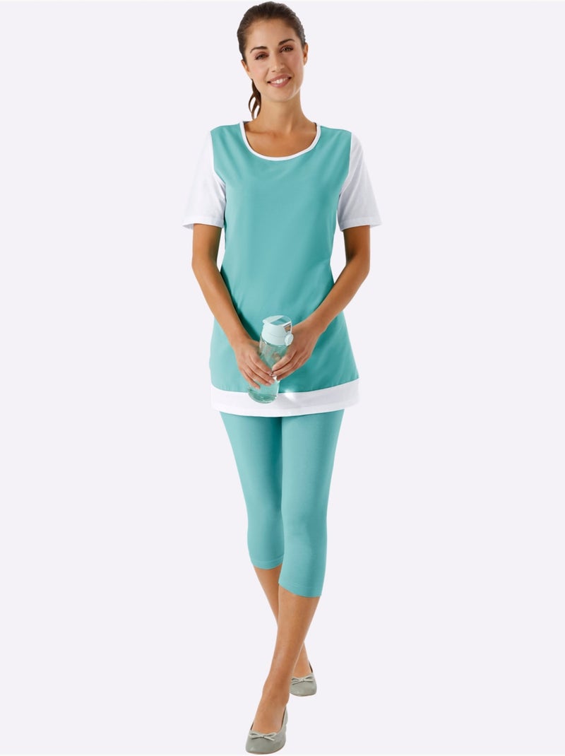 Legging court en tissu fluide avec ceinture élastique - taille standard - moda vilona Turquoise - Kiabi