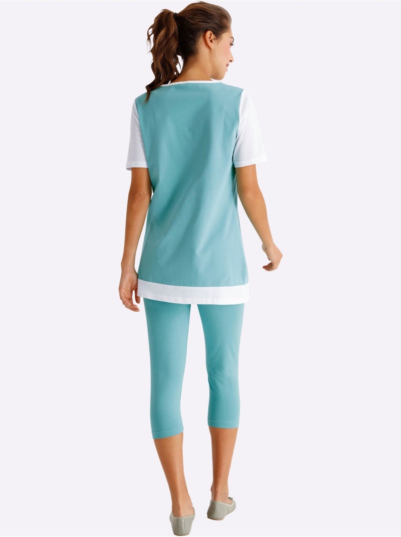 Legging court en tissu fluide avec ceinture élastique - taille standard - moda vilona Turquoise - Kiabi