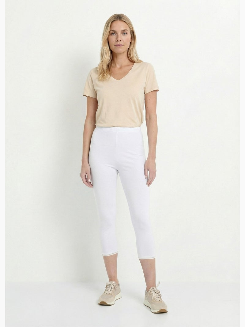 Legging court galon ajouré coton stretch - afibel Blanc - Kiabi