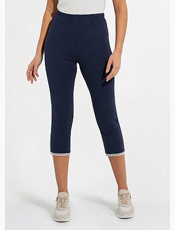 Legging court galon ajouré coton stretch - afibel
