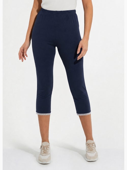 Legging court galon ajouré coton stretch - afibel - Kiabi