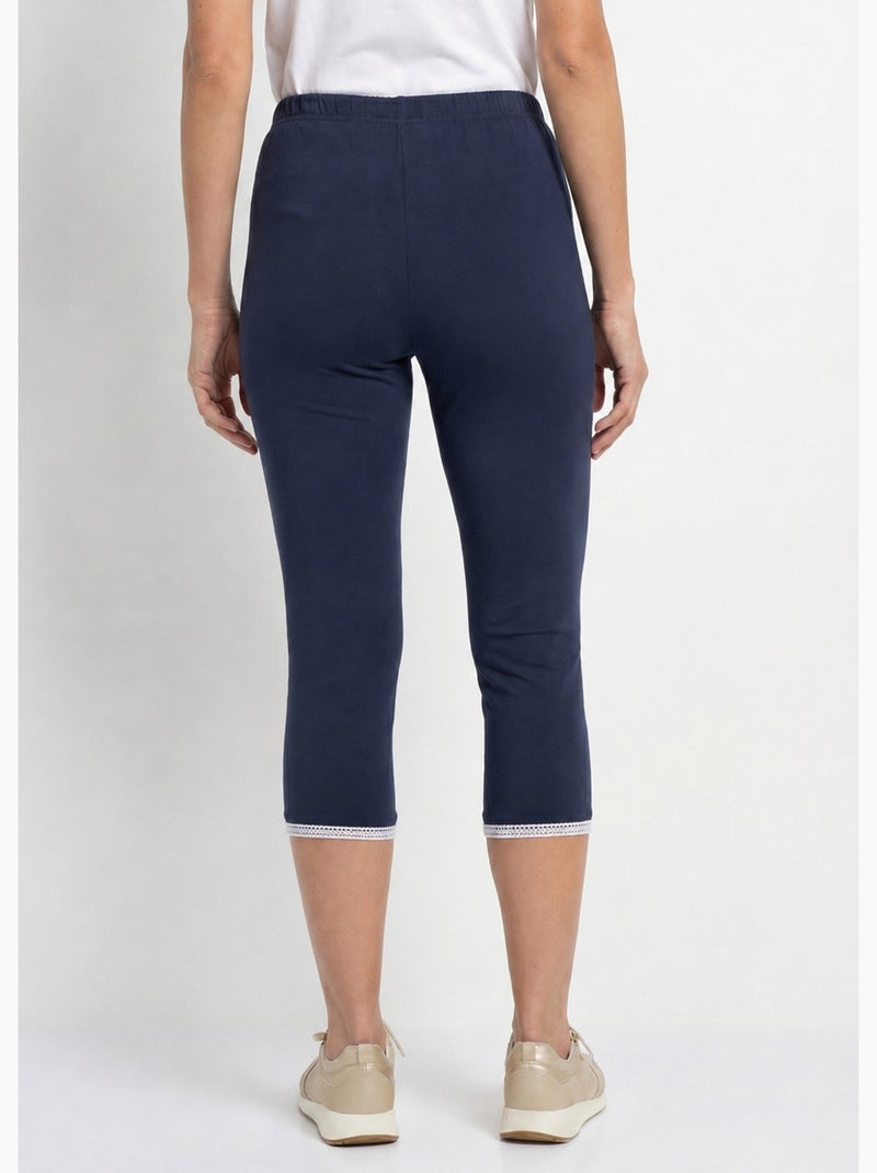 Legging court galon ajouré coton stretch - afibel Bleu marine - Kiabi