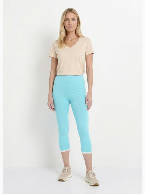 Legging court galon ajouré coton stretch - afibel - Kiabi