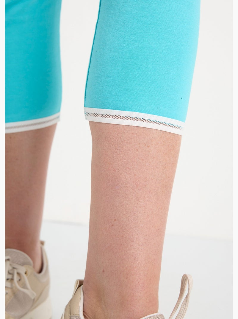 Legging court galon ajouré coton stretch - afibel Turquoise - Kiabi