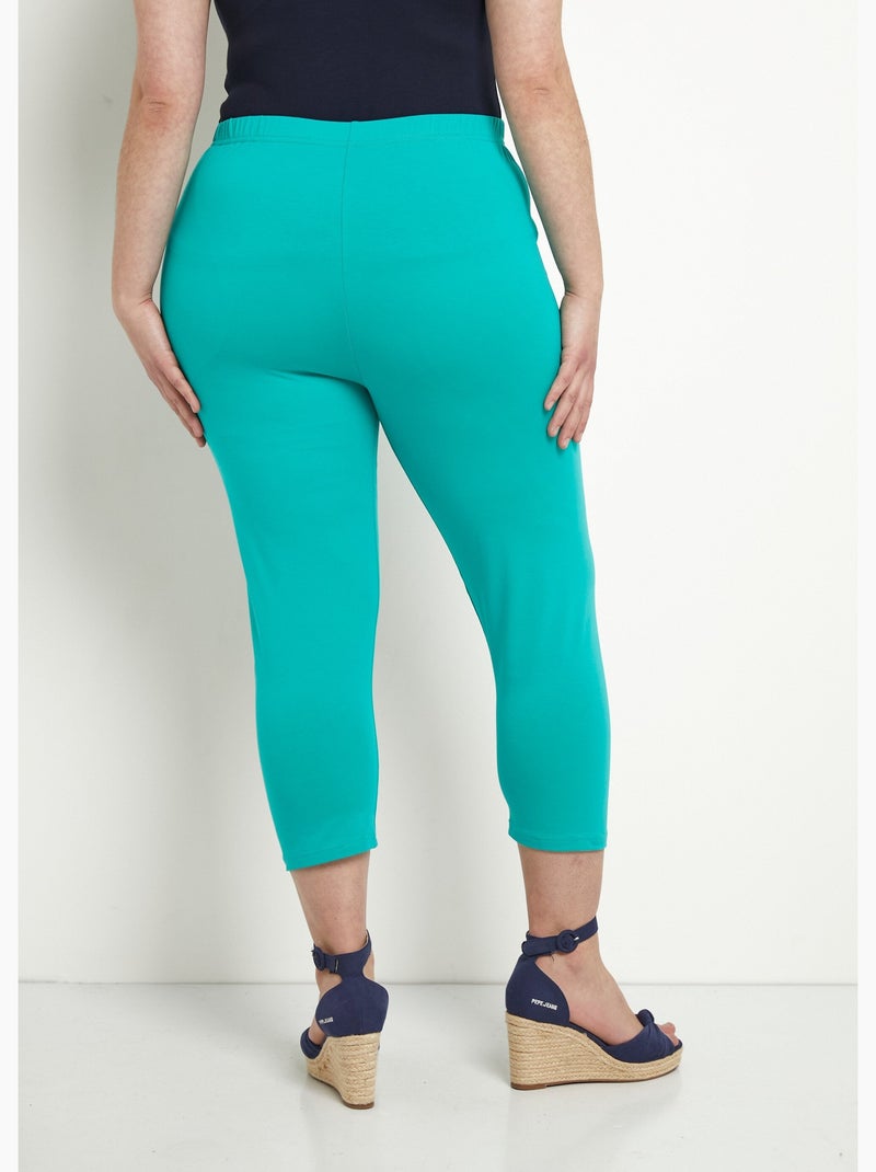 Legging court taille élastiquée coton - Afibel Bleu aqua - Kiabi