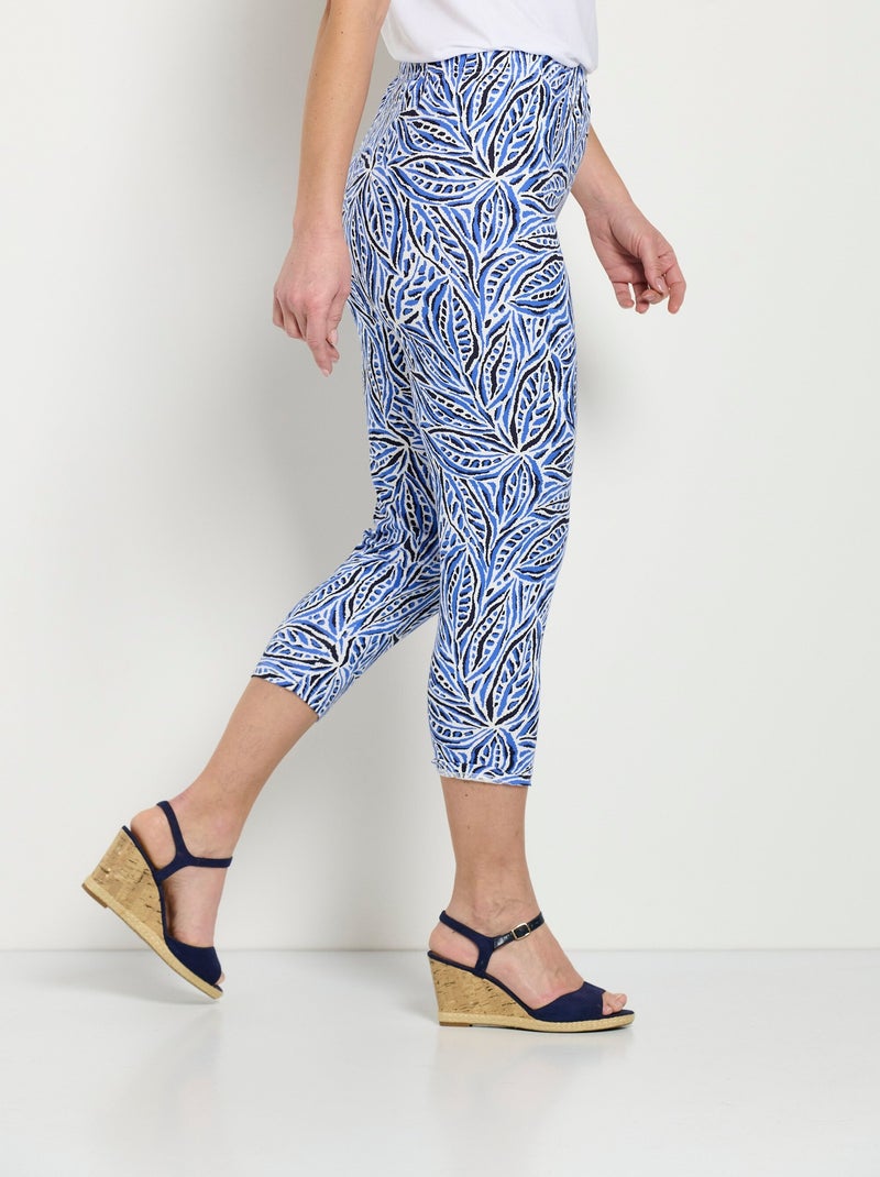 Legging court taille élastiquée coton - Afibel Bleu - Kiabi