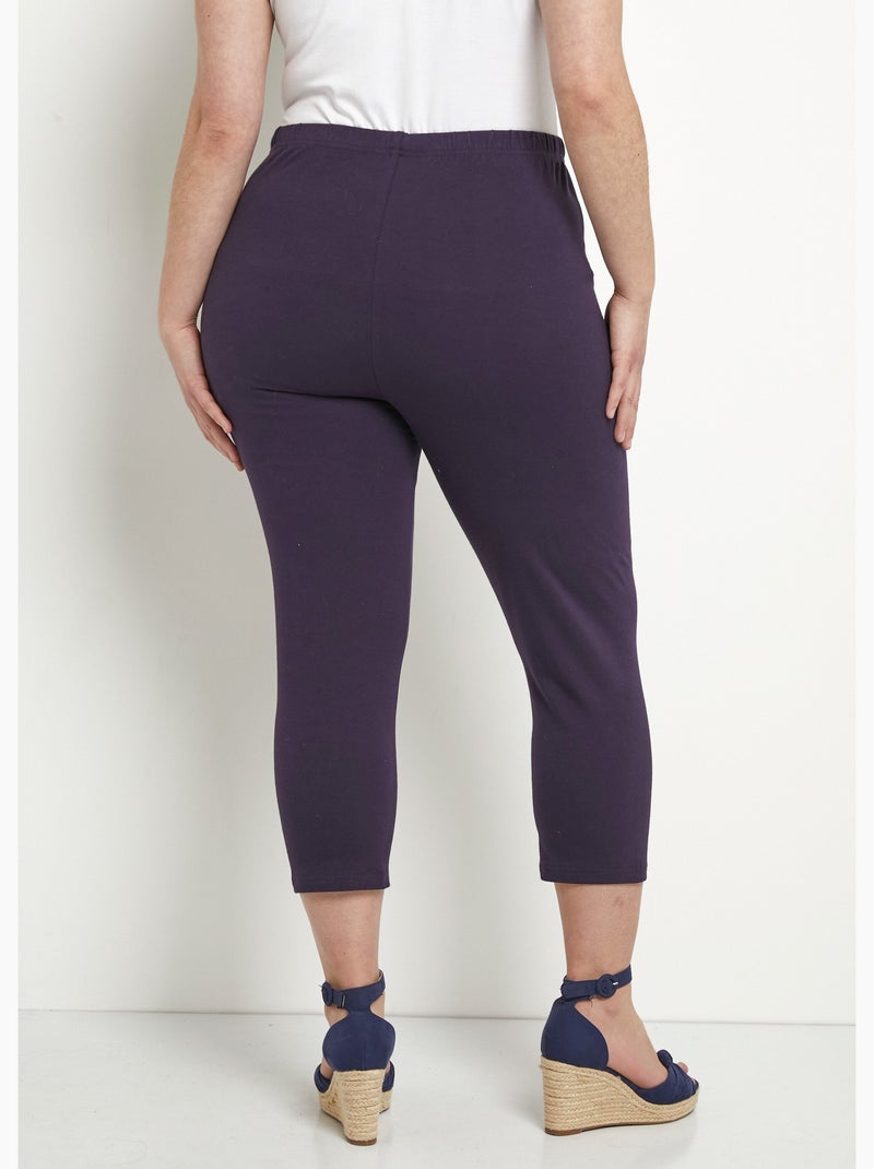 Legging court taille élastiquée coton - Afibel Prune - Kiabi