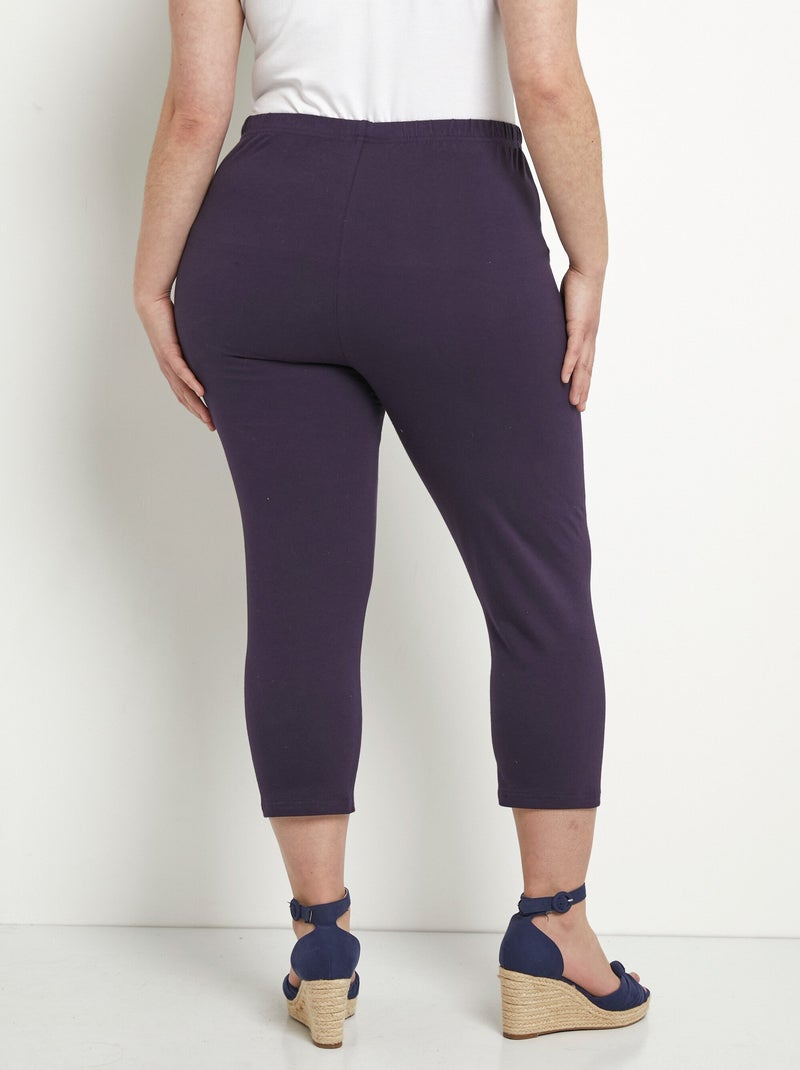 Legging court taille élastiquée coton Violet prune - Kiabi
