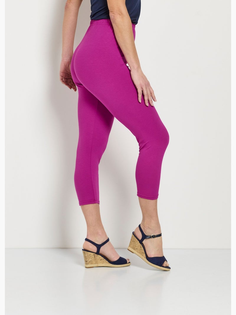 Legging court taille élastiquée extensible Violet foncé - Kiabi