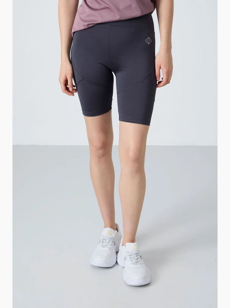 Legging court taille haute en maille tommy Gris Noir - Kiabi