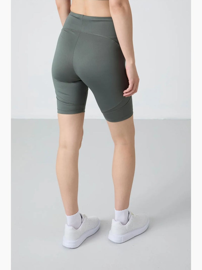 Legging court taille haute en maille tommy Kaki - Kiabi