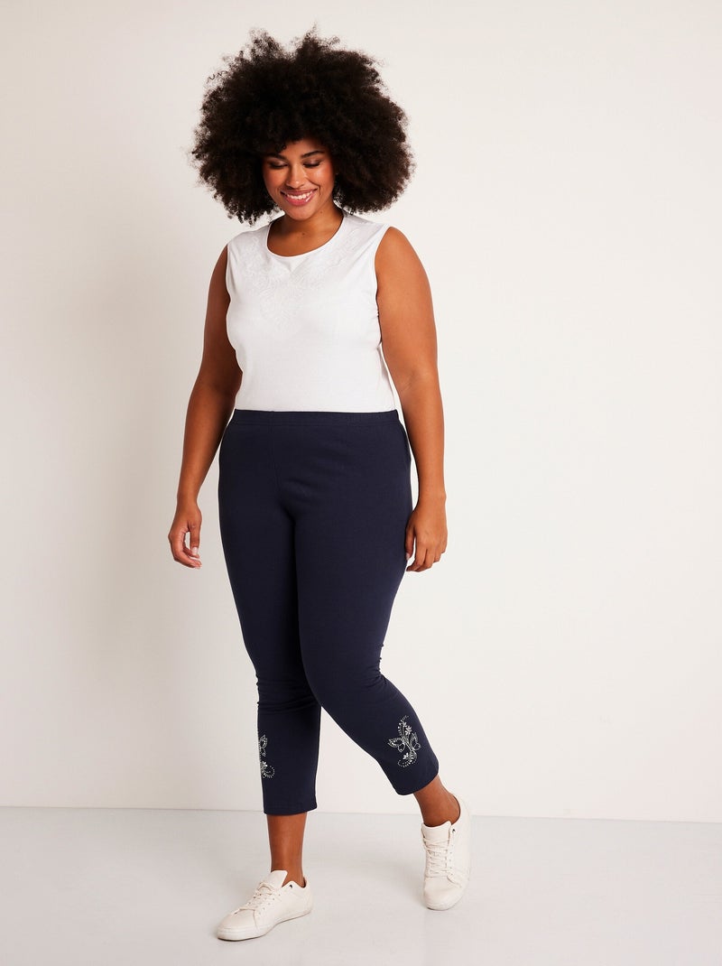 Legging court uni ceinture élastiquée - Afibel Bleu - Kiabi