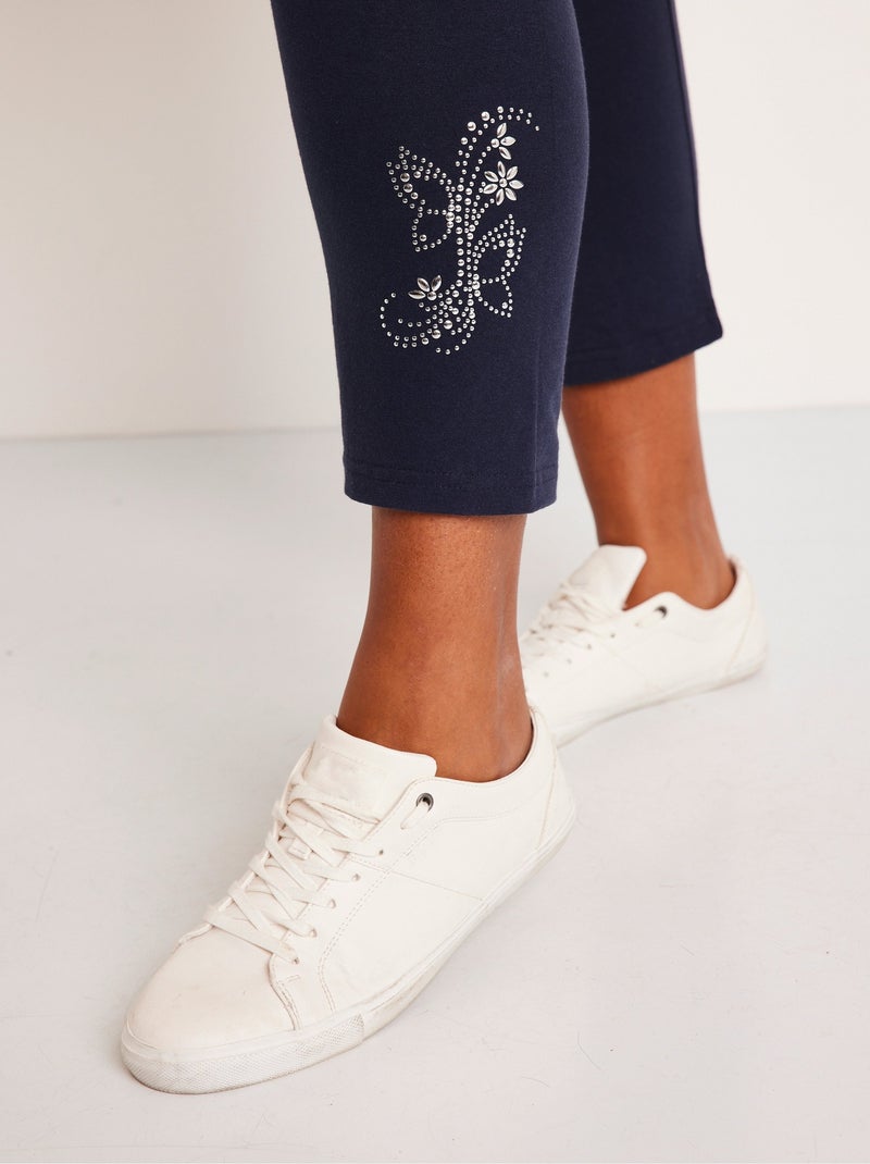 Legging court uni ceinture élastiquée - Afibel Bleu - Kiabi