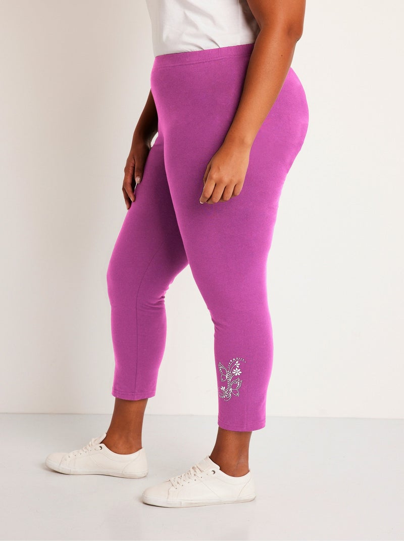 Legging court uni ceinture élastiquée - Afibel Rose fushia - Kiabi