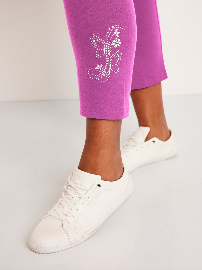 Legging court uni ceinture élastiquée - Afibel Rose fushia - Kiabi
