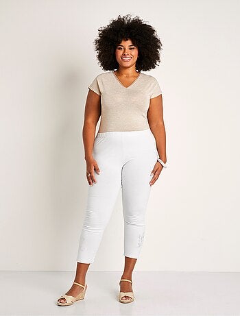 Legging court uni ceinture élastiquée