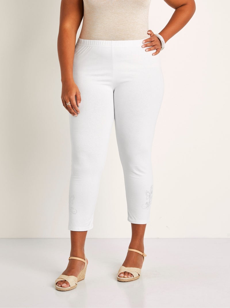 Legging court uni ceinture élastiquée Blanc - Kiabi