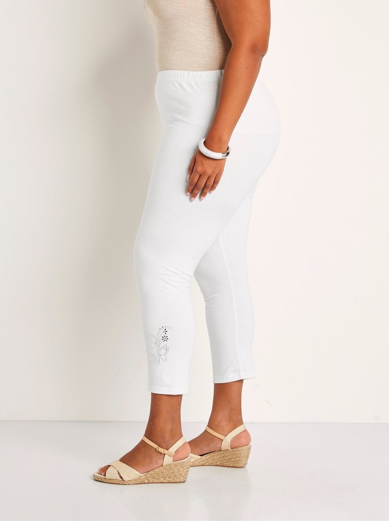 Legging court uni ceinture élastiquée Blanc - Kiabi