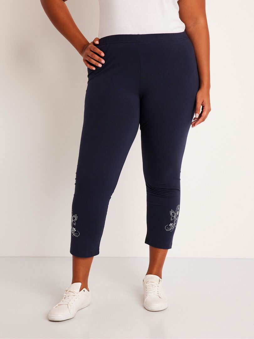 Legging court uni ceinture elastiquee