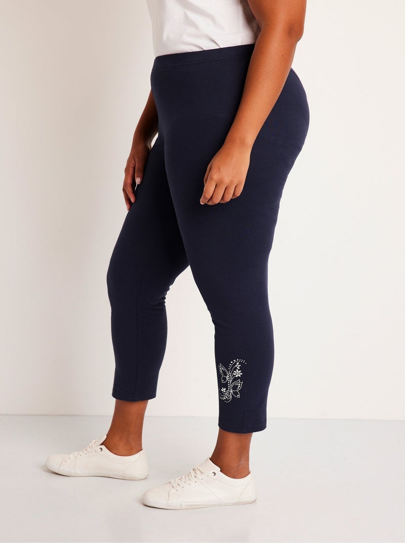 Legging court uni ceinture élastiquée Bleu - Kiabi