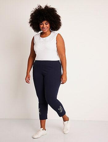 Legging court uni ceinture élastiquée