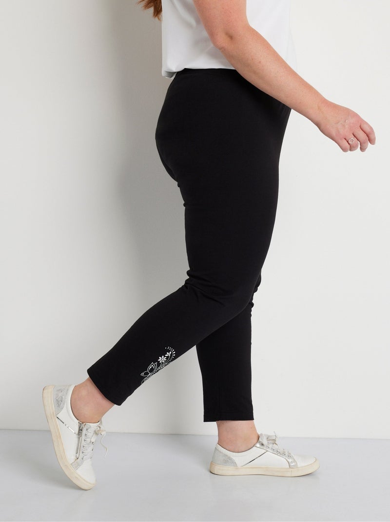 Legging court uni ceinture élastiquée Noir - Kiabi