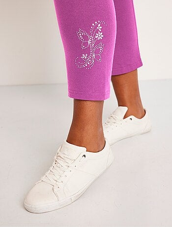 Legging court uni ceinture élastiquée