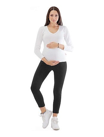 Legging de grossesse été en coton respirant -7/8 - Noir