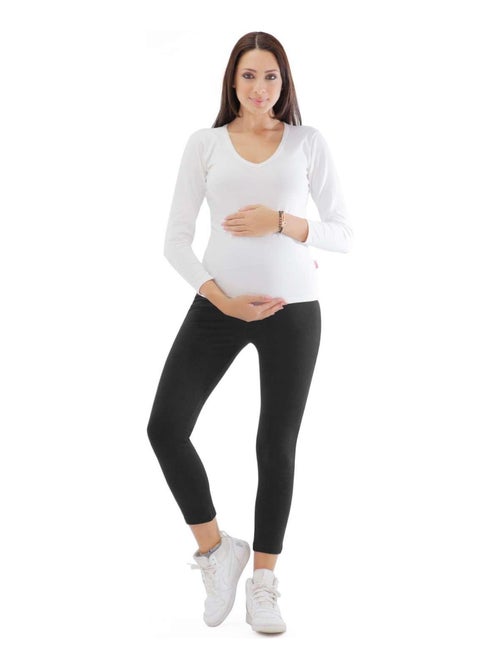 Legging de grossesse été en coton respirant -7/8 - Noir - Kiabi