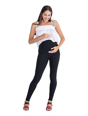 Legging de maternité d'hiver rembourré en coton - Noir
