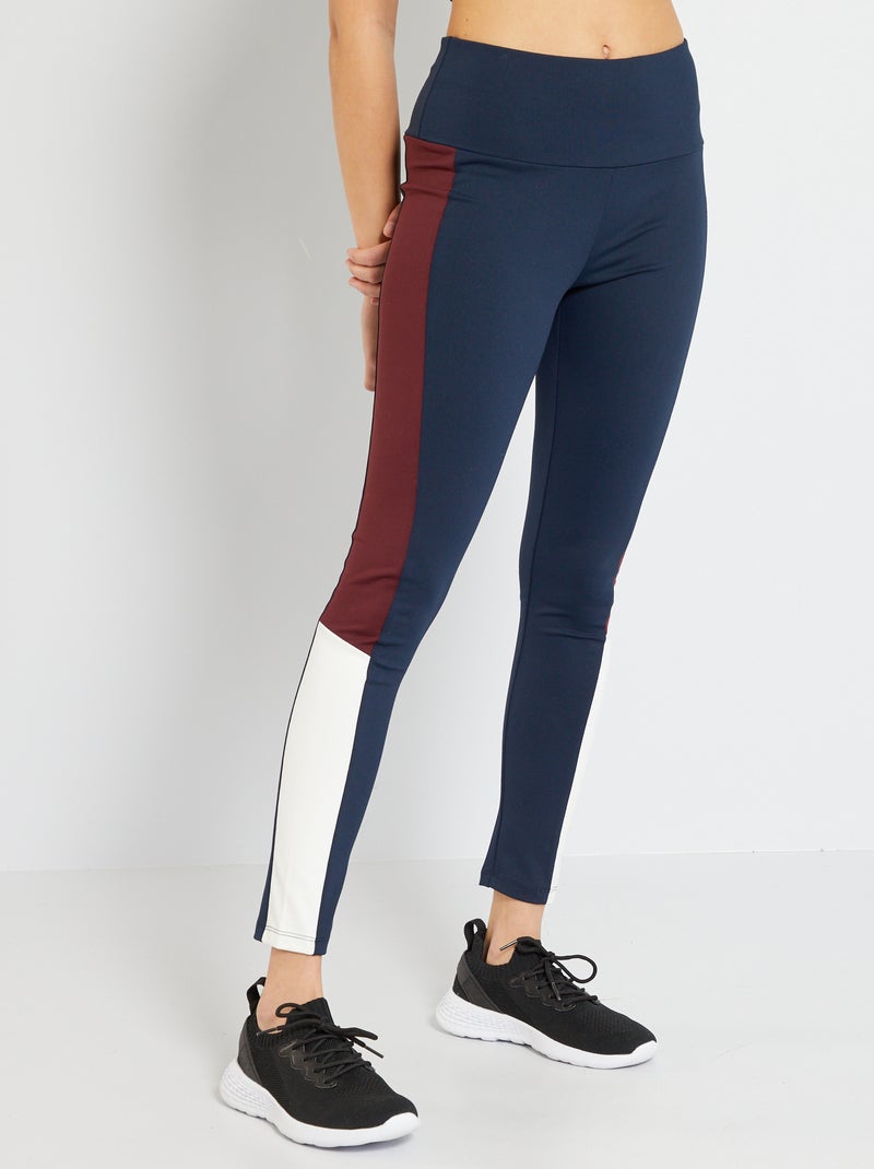 Legging de sport 'color-block' bleu marine - Kiabi