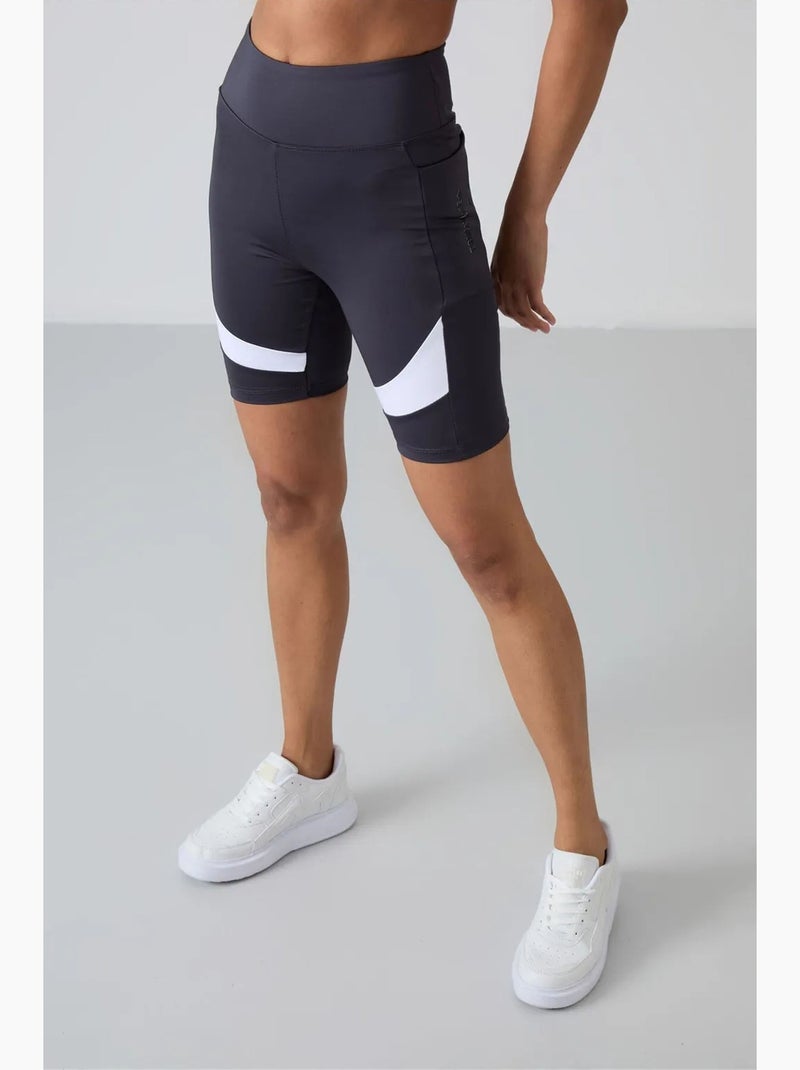 Legging de sport court taille haute tommy Gris Blanc - Kiabi