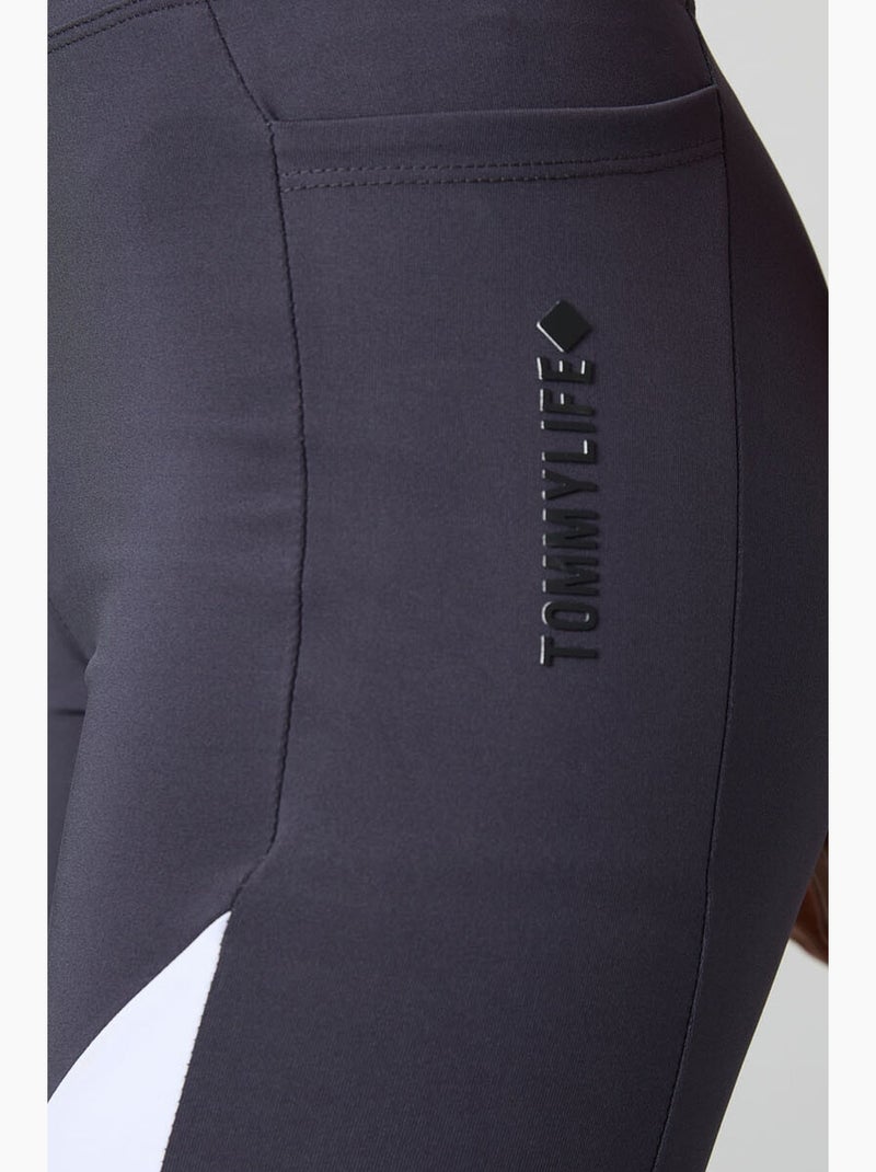Legging de sport court taille haute tommy Gris Blanc - Kiabi