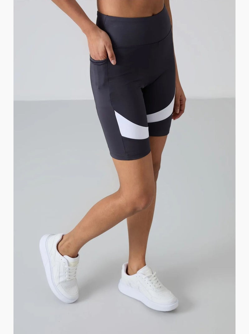 Legging de sport court taille haute tommy Gris Blanc - Kiabi