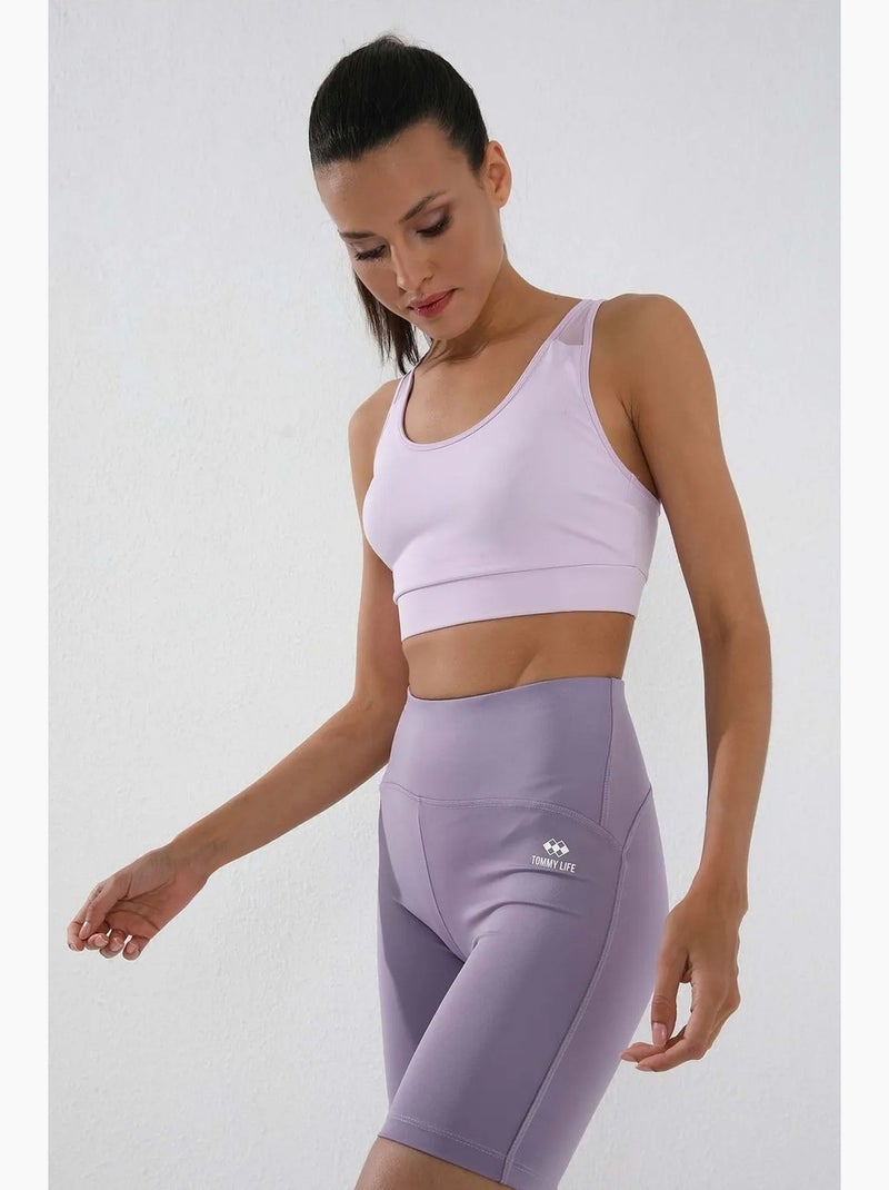 Legging de sport court taille haute tommy Lavande - Kiabi