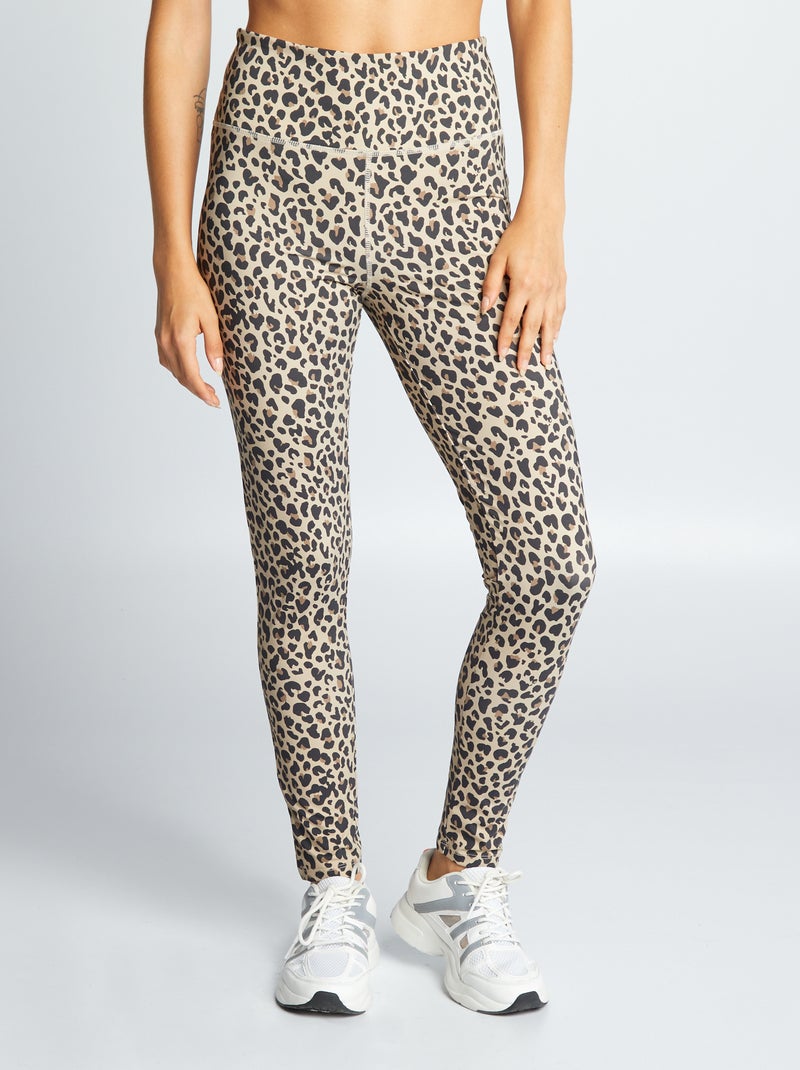 Legging de sport imprimé 'léopard' Beige - Kiabi